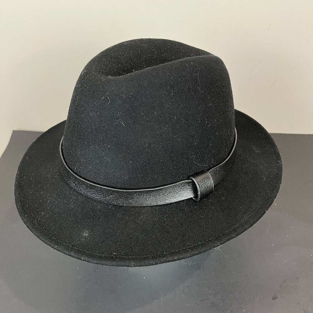 Women's Black J.Crew 100% wool Fedora, Size M/L